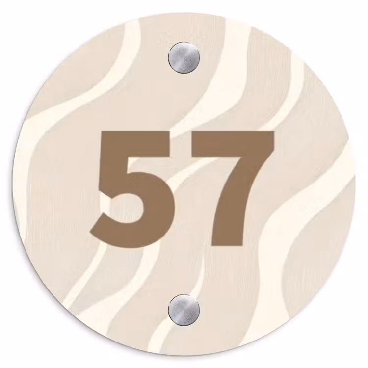 Naambordje voordeur - Rond - Beige golven - Traditioneel — 1