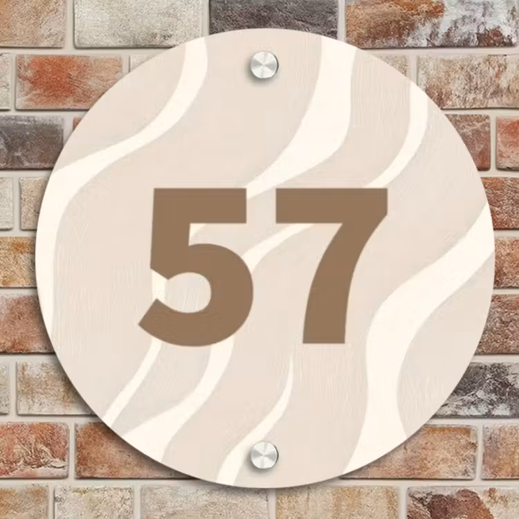 Naambordje voordeur - Rond - Beige golven - Traditioneel — 4