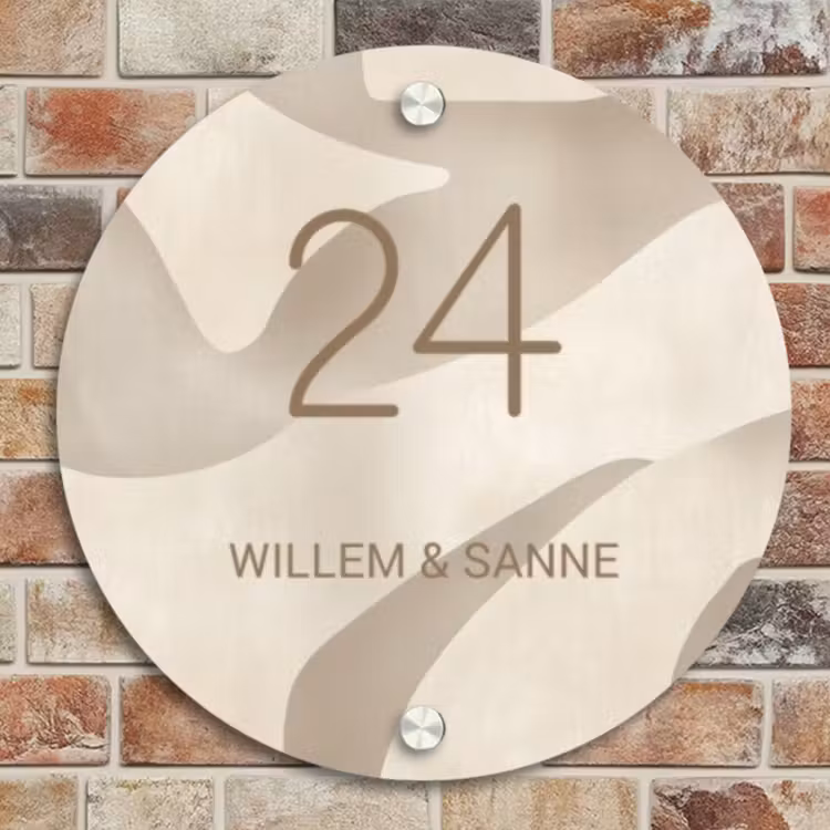 Naambordje voordeur - Rond - Beige organisch - Klassiek — 4