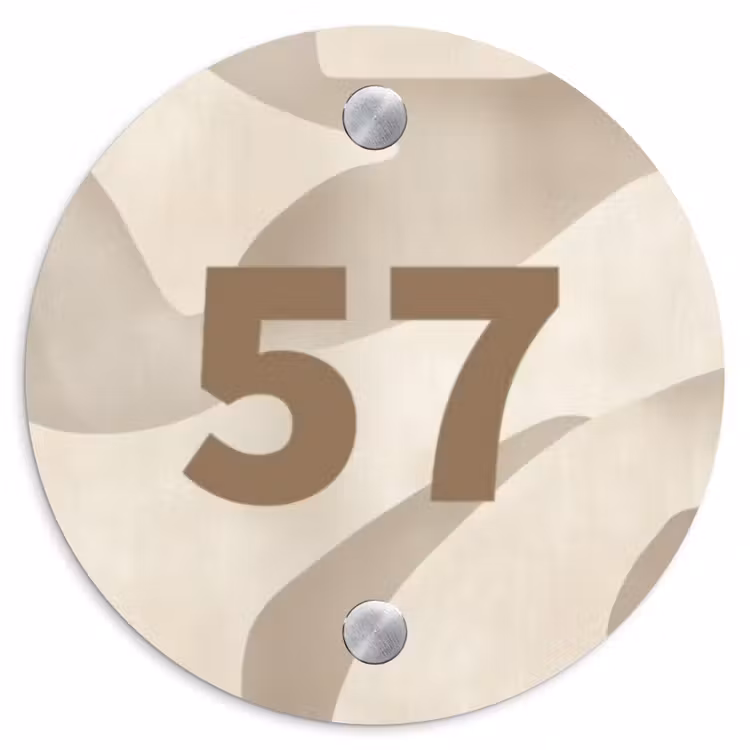Naambordje voordeur - Rond - Beige organisch - Traditioneel — 1