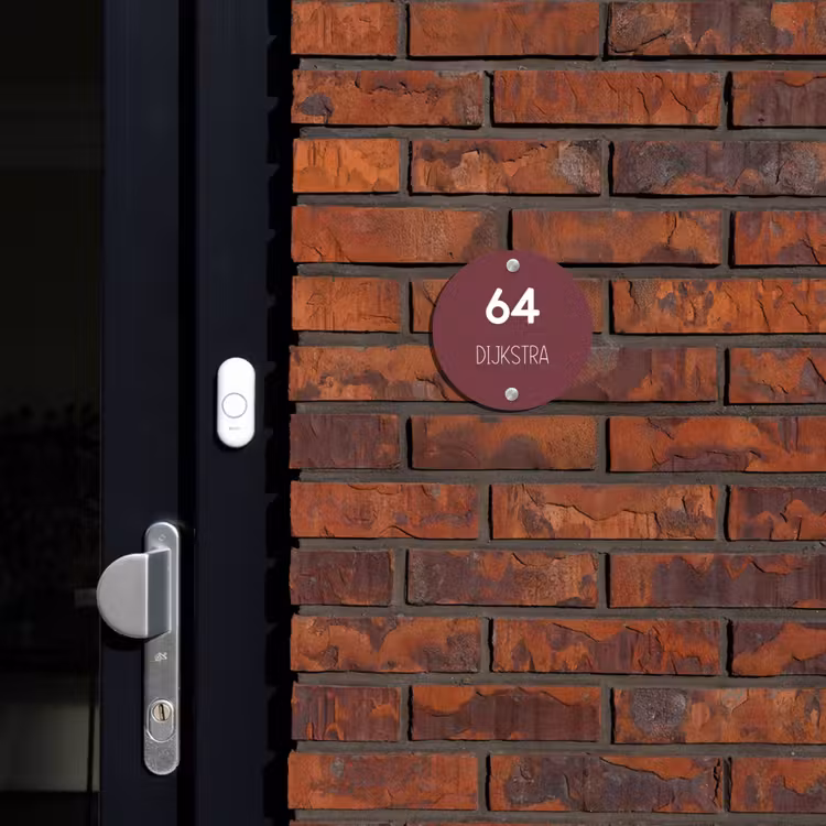 Naambordje voordeur - Rond - Bordeauxrood - Modern — 2