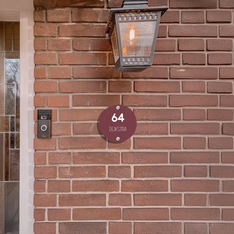 Naambordje voordeur - Rond - Bordeauxrood - Modern — 5