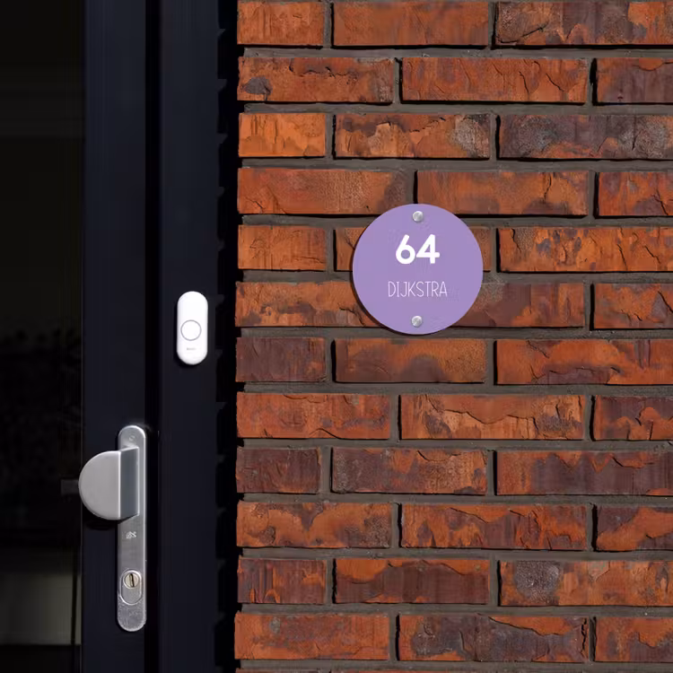 Naambordje voordeur - Rond - Paars - Modern — 2