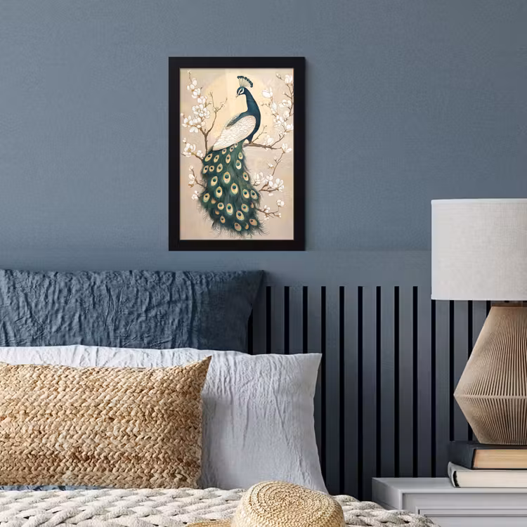 Poster met lijst - Pauw - Tak - Bloemen — 3
