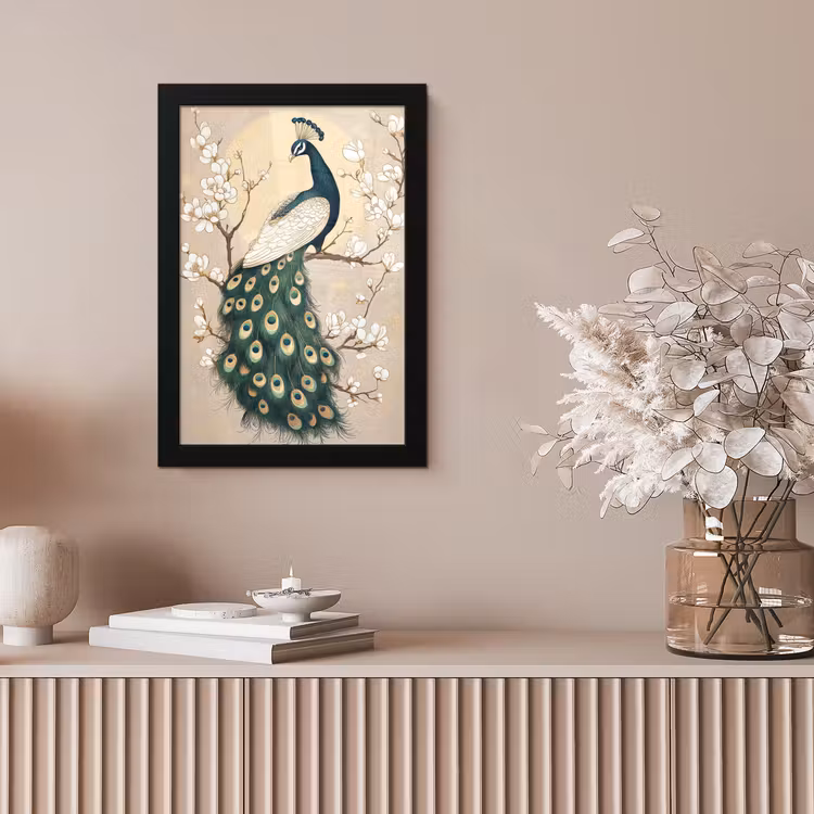 Poster met lijst - Pauw - Tak - Bloemen — 5