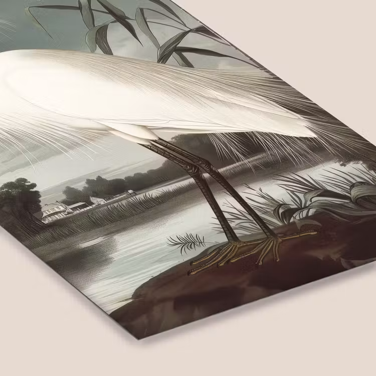 Poster met lijst - Reiger - Planten - Wolken - Wit — 7