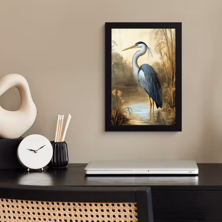 Poster met lijst - Reiger - Water - Planten — 2