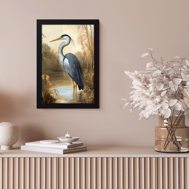 Poster met lijst - Reiger - Water - Planten — 5