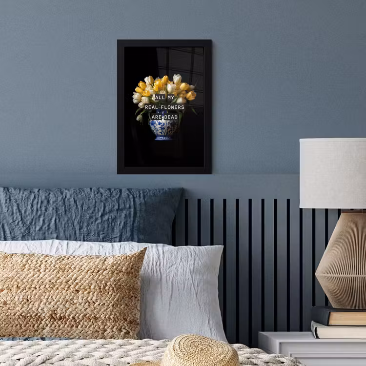 Poster met lijst - All my real flowers are dead tulpen vaas — 3