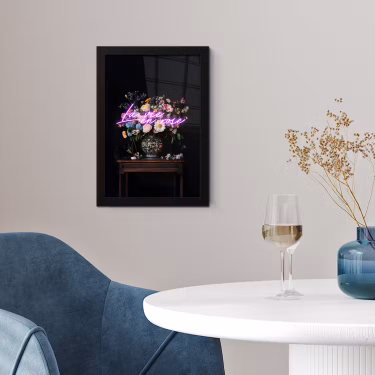 Poster met lijst - La Vie en Rose Stilleven Bloemen — 4