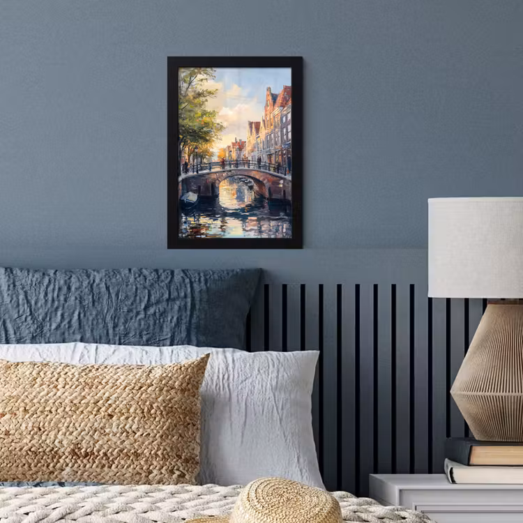 Poster met lijst - Brug - Stad - Huizen - Boot — 3