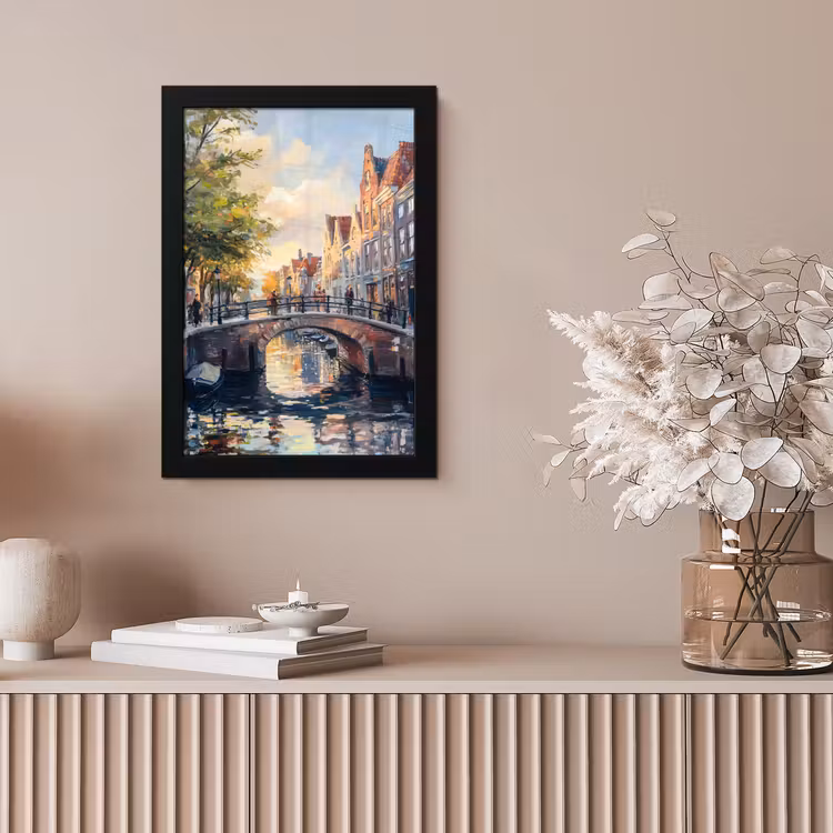 Poster met lijst - Brug - Stad - Huizen - Boot — 5