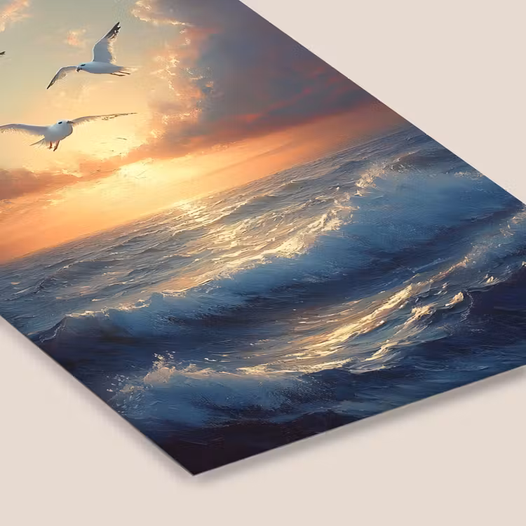 Poster met lijst - Meeuwen - Zonsondergang - Zee - Wolken — 7