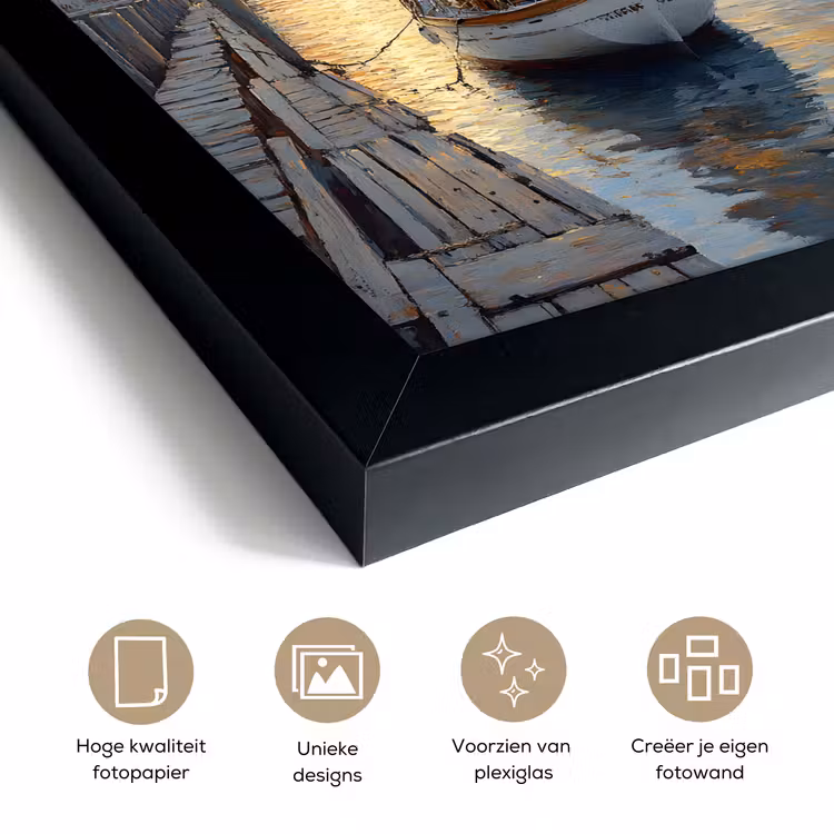 Poster met lijst - Zeilboot - Zon - Pier - Hout — 6