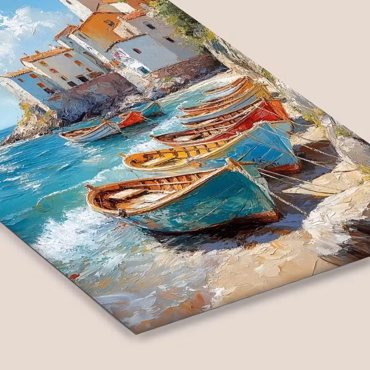 Poster met lijst - Boten - Rotsen - Zee - Zon — 7