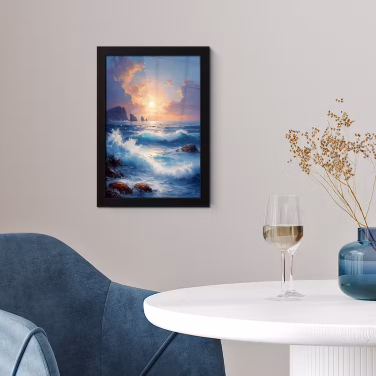 Poster met lijst - Golven - Zee - Kleurrijk - Rotsen — 4