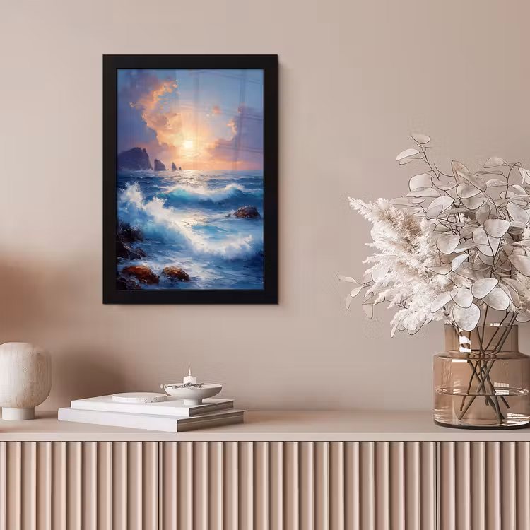 Poster met lijst - Golven - Zee - Kleurrijk - Rotsen — 5
