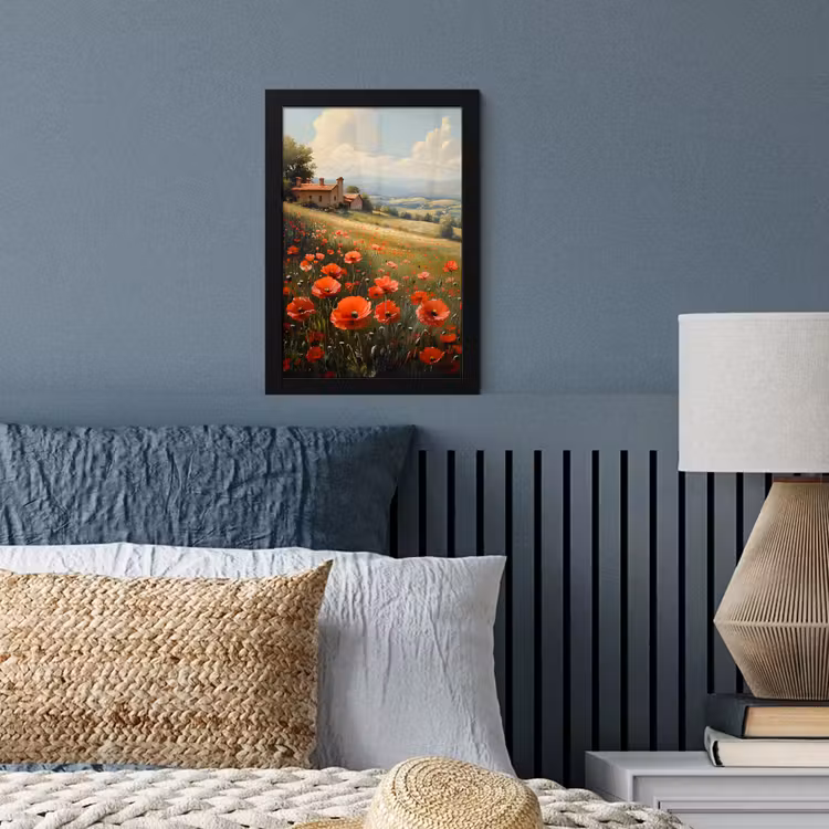 Poster met lijst - Klaprozen - Rood - Heuvels - Landschap — 3