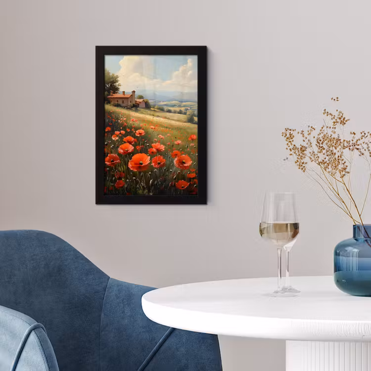 Poster met lijst - Klaprozen - Rood - Heuvels - Landschap — 4