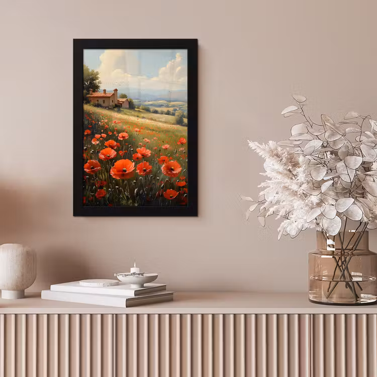 Poster met lijst - Klaprozen - Rood - Heuvels - Landschap — 5