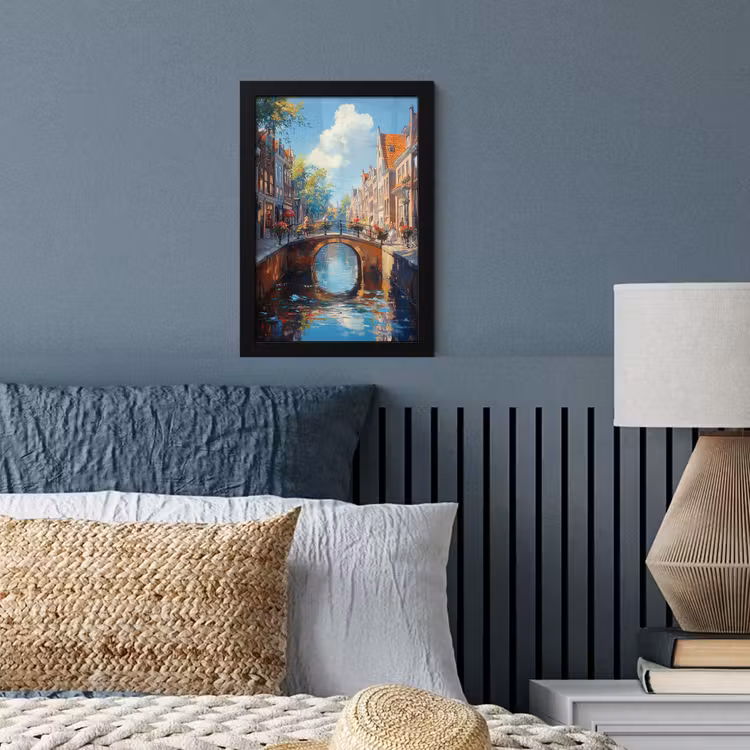 Poster met lijst - Stad - Gracht - Zon - Fietsen — 3