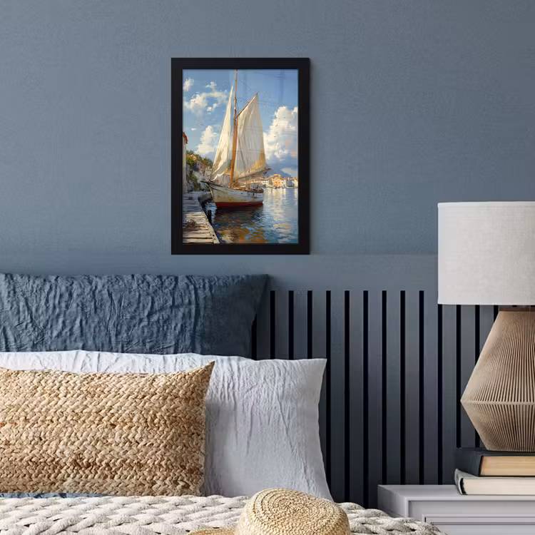 Poster met lijst - Zeilschip - Huizen - Kade - Zee — 3
