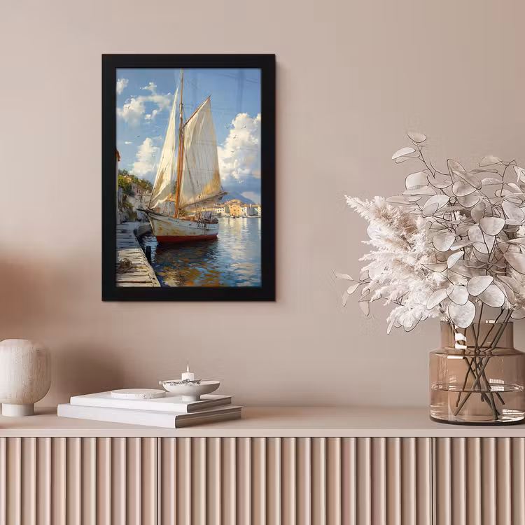 Poster met lijst - Zeilschip - Huizen - Kade - Zee — 5