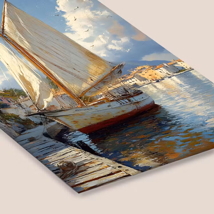 Poster met lijst - Zeilschip - Huizen - Kade - Zee — 7