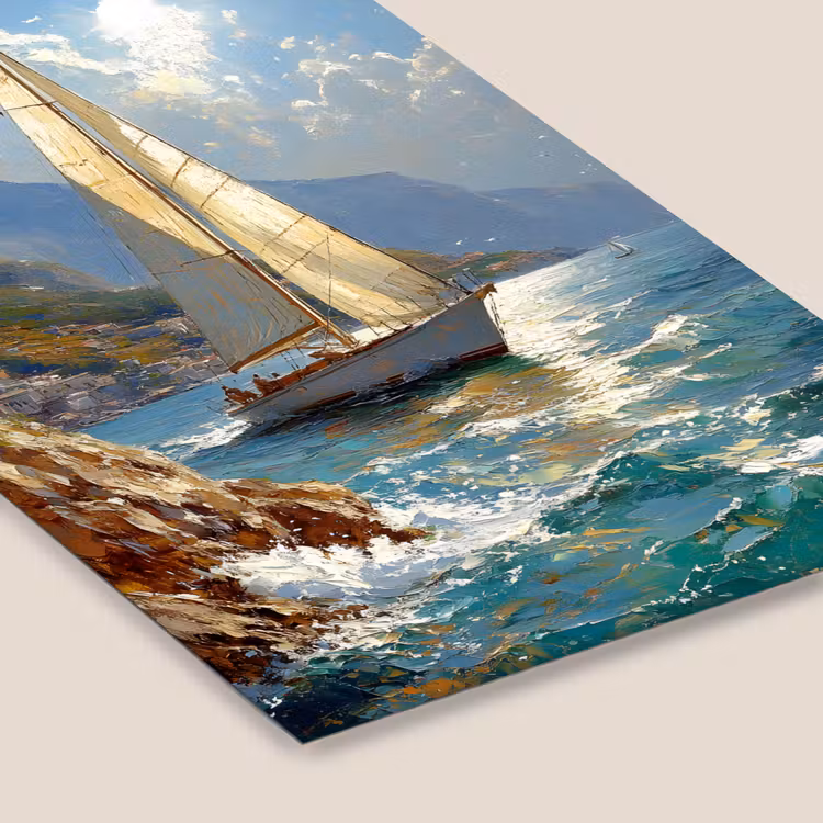 Poster met lijst - Zeilschip - Zee - Rotsen - Wolken — 7