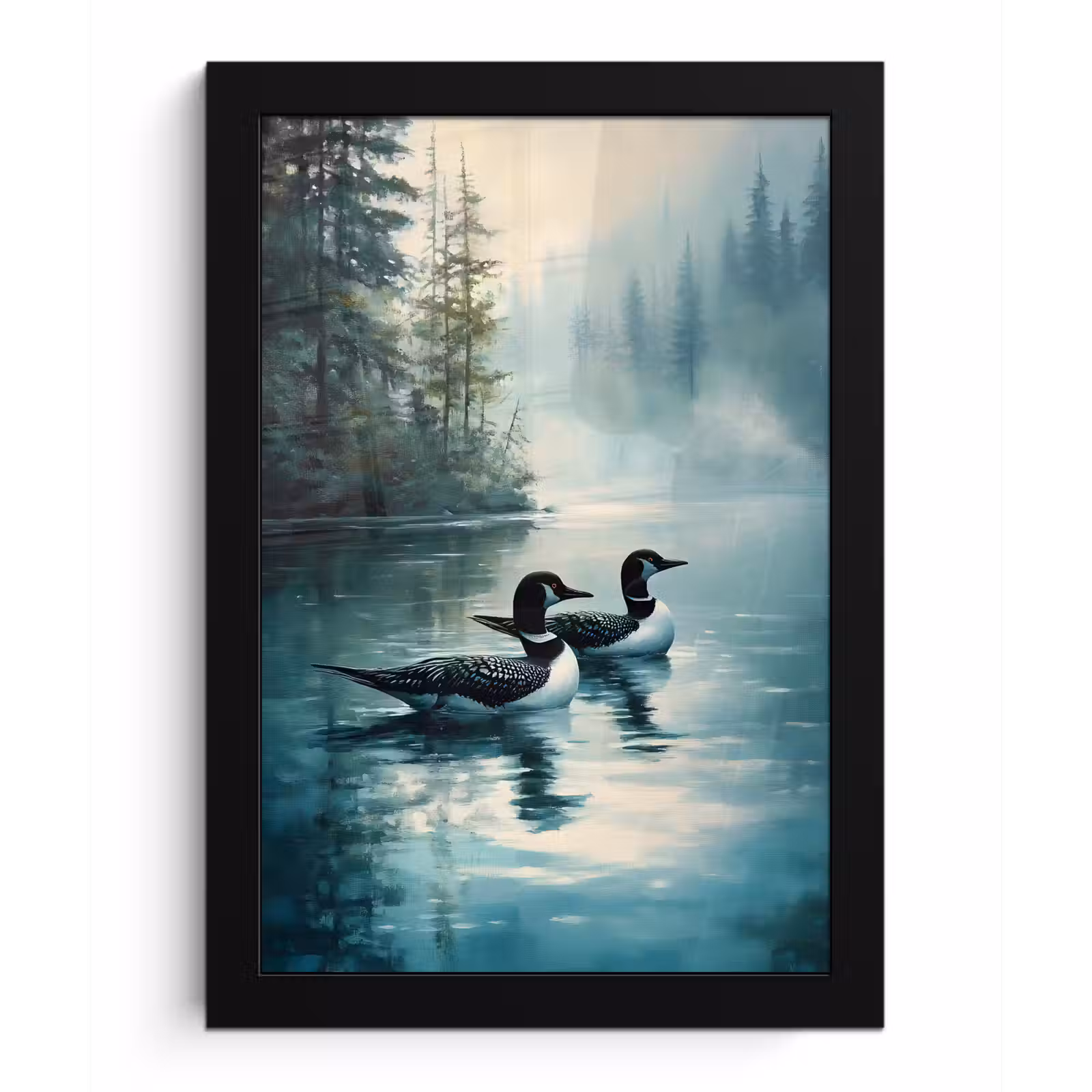 Poster met lijst - Bos - Water - Eenden - Mistig — 1