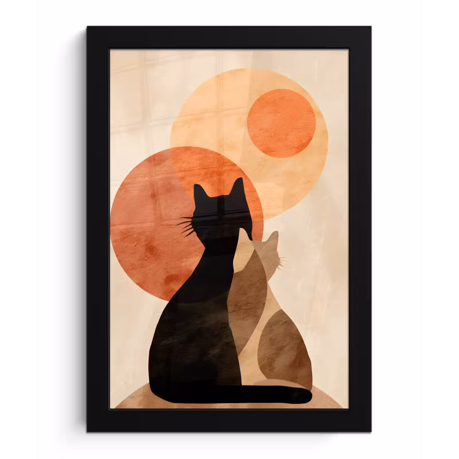 Poster met lijst - Katten - Zwart - Abstract - Cirkels — 1