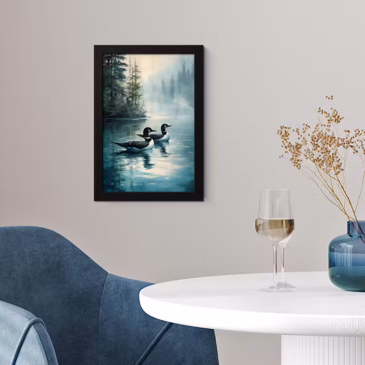 Poster met lijst - Bos - Water - Eenden - Mistig — 4