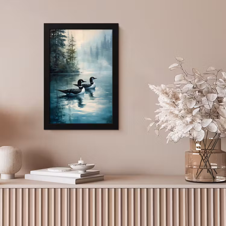 Poster met lijst - Bos - Water - Eenden - Mistig — 5