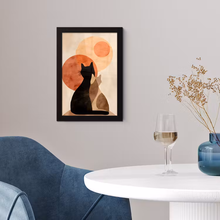 Poster met lijst - Katten - Zwart - Abstract - Cirkels — 4