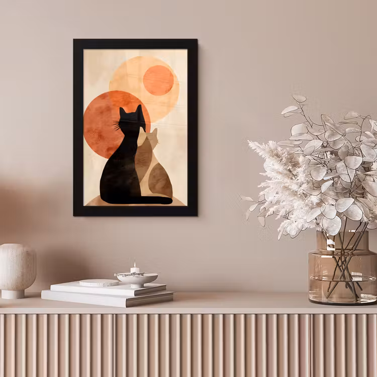 Poster met lijst - Katten - Zwart - Abstract - Cirkels — 5