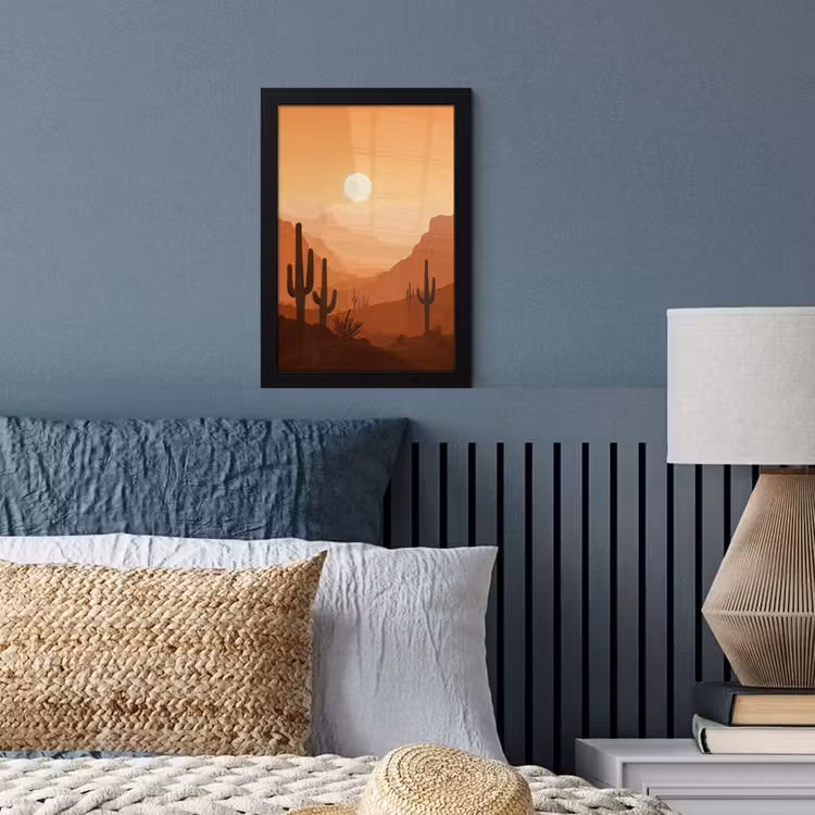 Poster met lijst - Landschap - Woestijn - Cactussen - Zon — 3