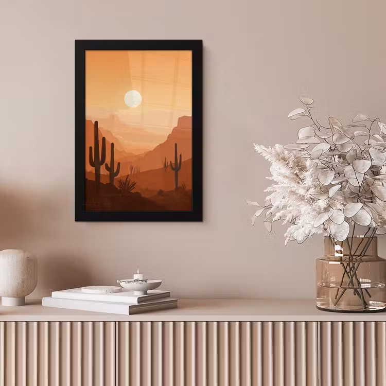 Poster met lijst - Landschap - Woestijn - Cactussen - Zon — 5