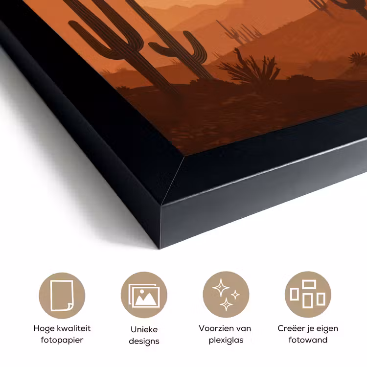 Poster met lijst - Landschap - Woestijn - Cactussen - Zon — 6