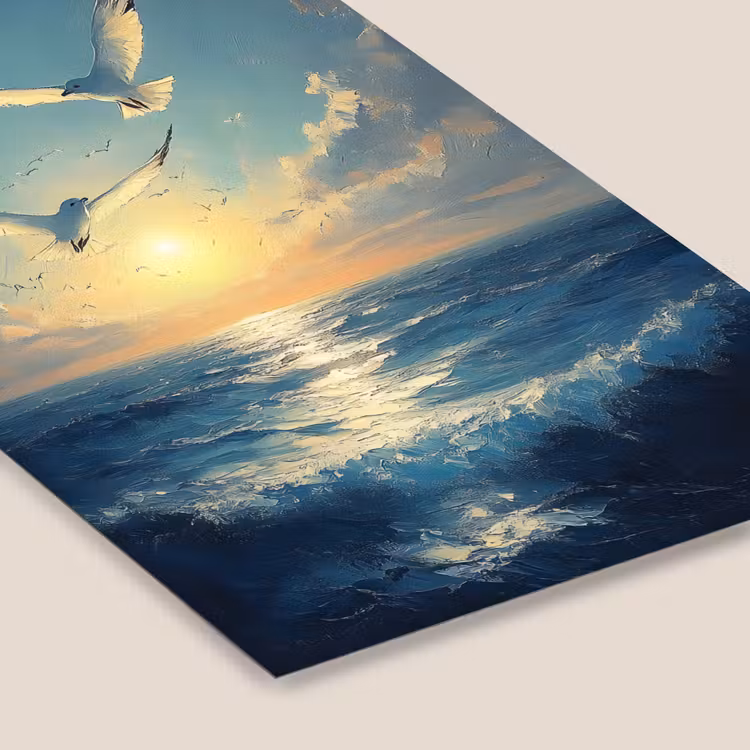 Poster met lijst - Meeuwen - Zee - Wolken -Blauw — 7