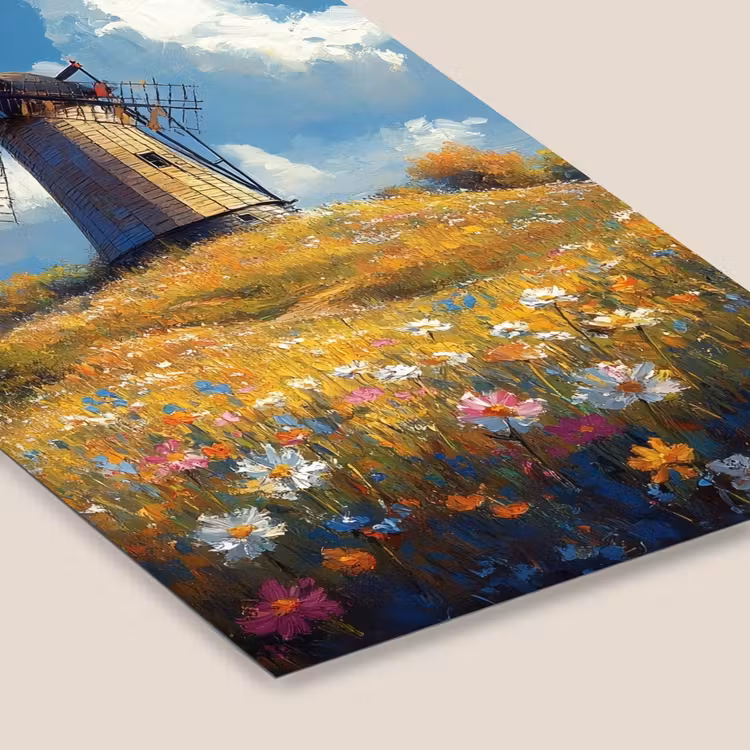 Poster met lijst - Windmolen - Heuvel - Bloemen - Kleurrijk — 7