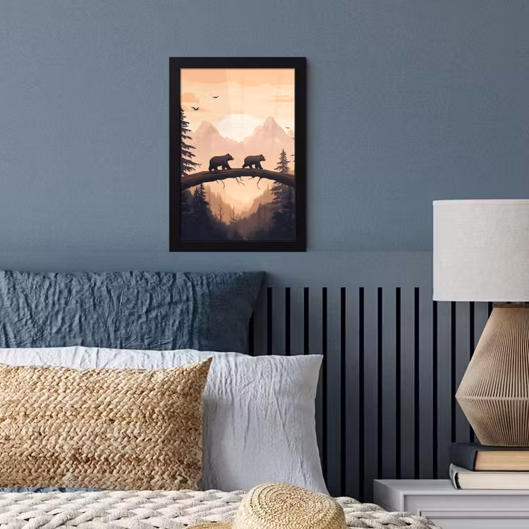Poster met lijst - Beren - Bomen - Landschap - Zonsondergang — 3