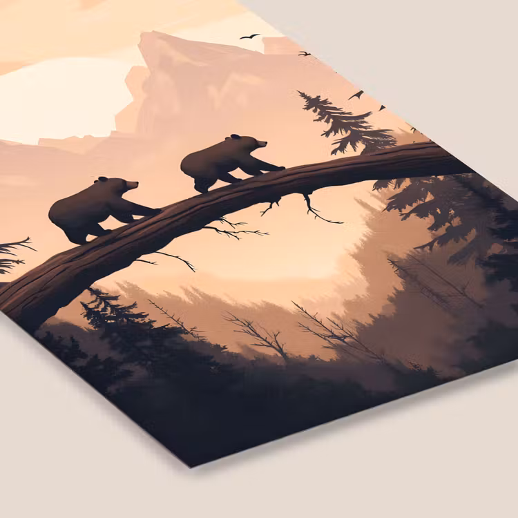 Poster met lijst - Beren - Bomen - Landschap - Zonsondergang — 7