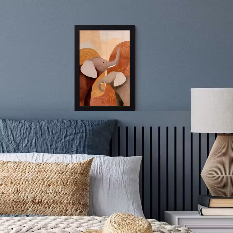 Poster met lijst - Olifanten - Oranje - Abstract — 3