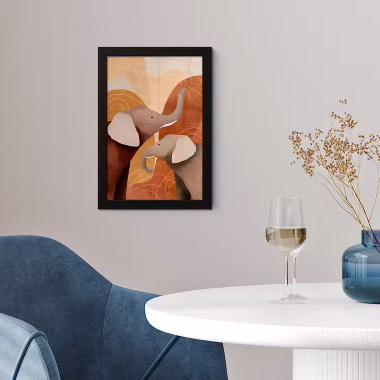 Poster met lijst - Olifanten - Oranje - Abstract — 4