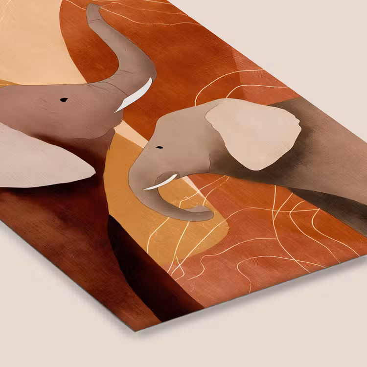 Poster met lijst - Olifanten - Oranje - Abstract — 7
