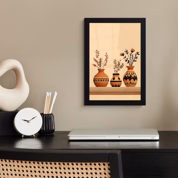 Poster met lijst - Vazen - Bloemen - Bladeren - Minimalistisch — 2