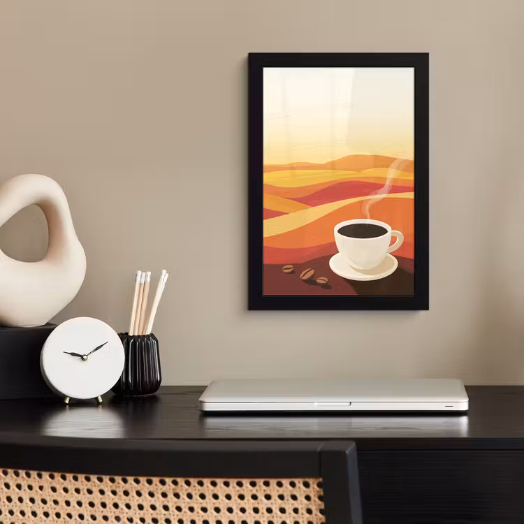 Poster met lijst - Koffie - Landschap - Oranje - Koffiebonen — 2