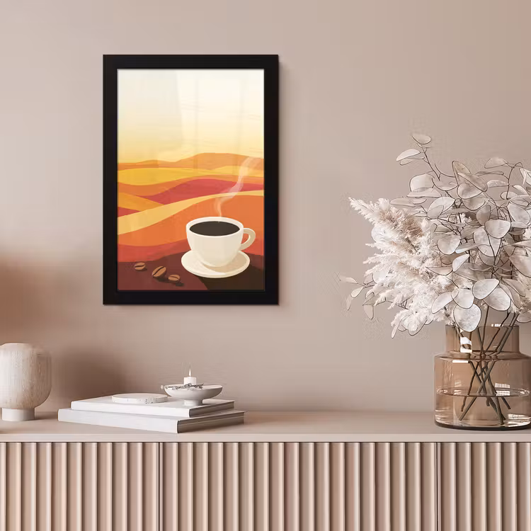 Poster met lijst - Koffie - Landschap - Oranje - Koffiebonen — 5