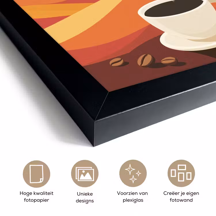 Poster met lijst - Koffie - Landschap - Oranje - Koffiebonen — 6