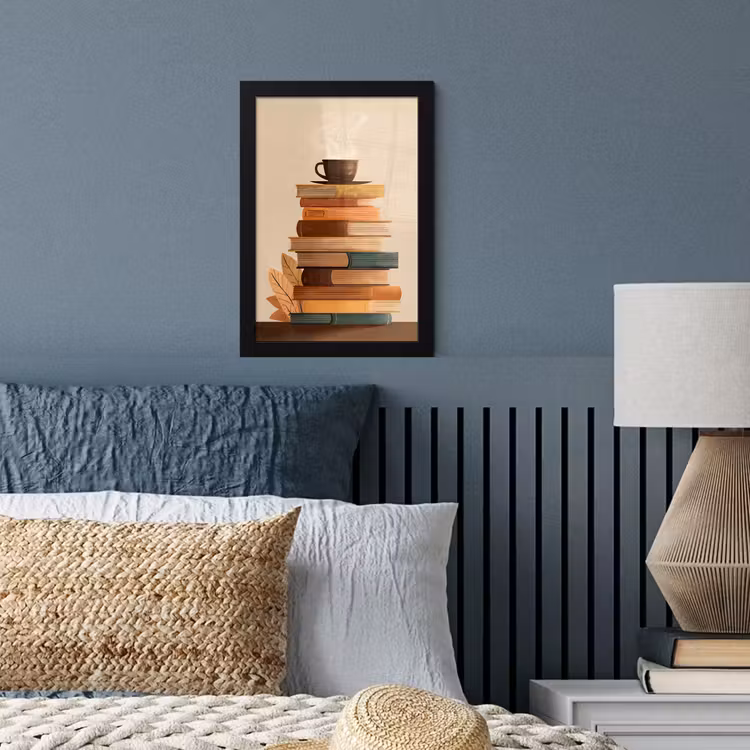 Poster met lijst - Boeken - Toren - Koffie - Beige — 3